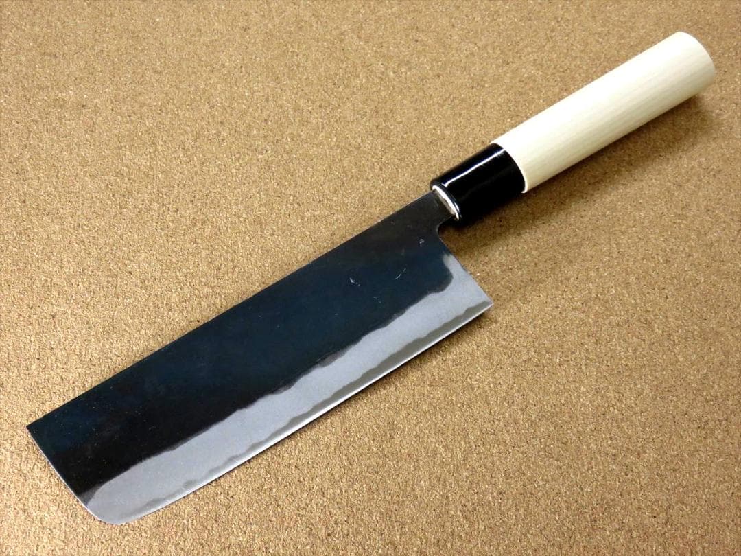 関の刃物 菜切包丁 165mm 無印 白鋼 2号 三枚合 黒打 薄刃包丁 野菜切