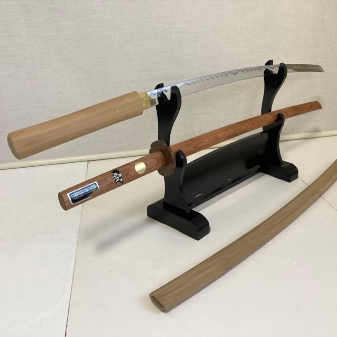 模造刀 日本刀 白鞘 木刀 大刀 赤樫 置物 武具 2点 木製 和風 レトロ