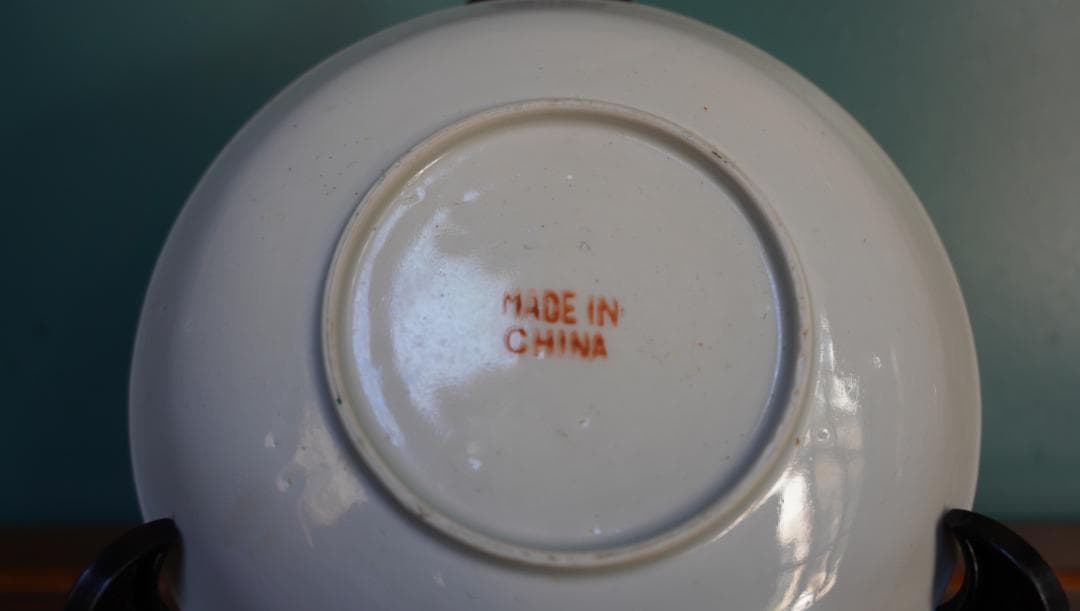 中国清朝の皿、粉彩塗 緑