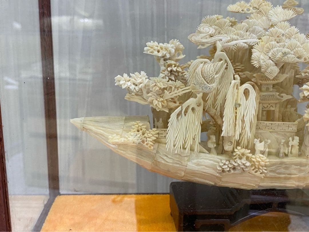 天然マンモス牙美しい手作り彫刻 順風満帆 置物飾り