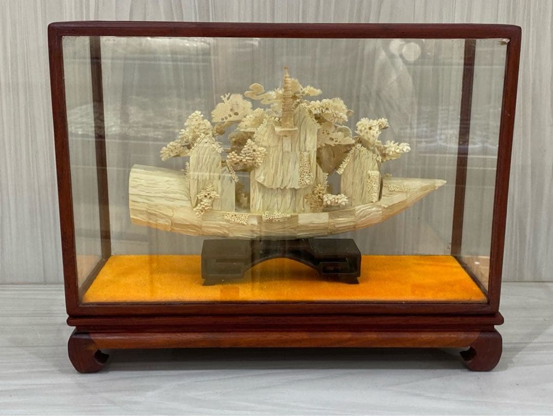 天然マンモス牙美しい手作り彫刻 順風満帆 置物飾り