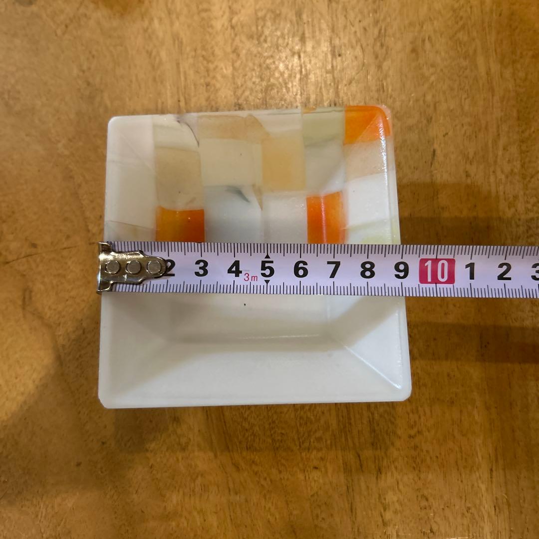 藤本咲　乳白パッチワークガラス皿　10枚