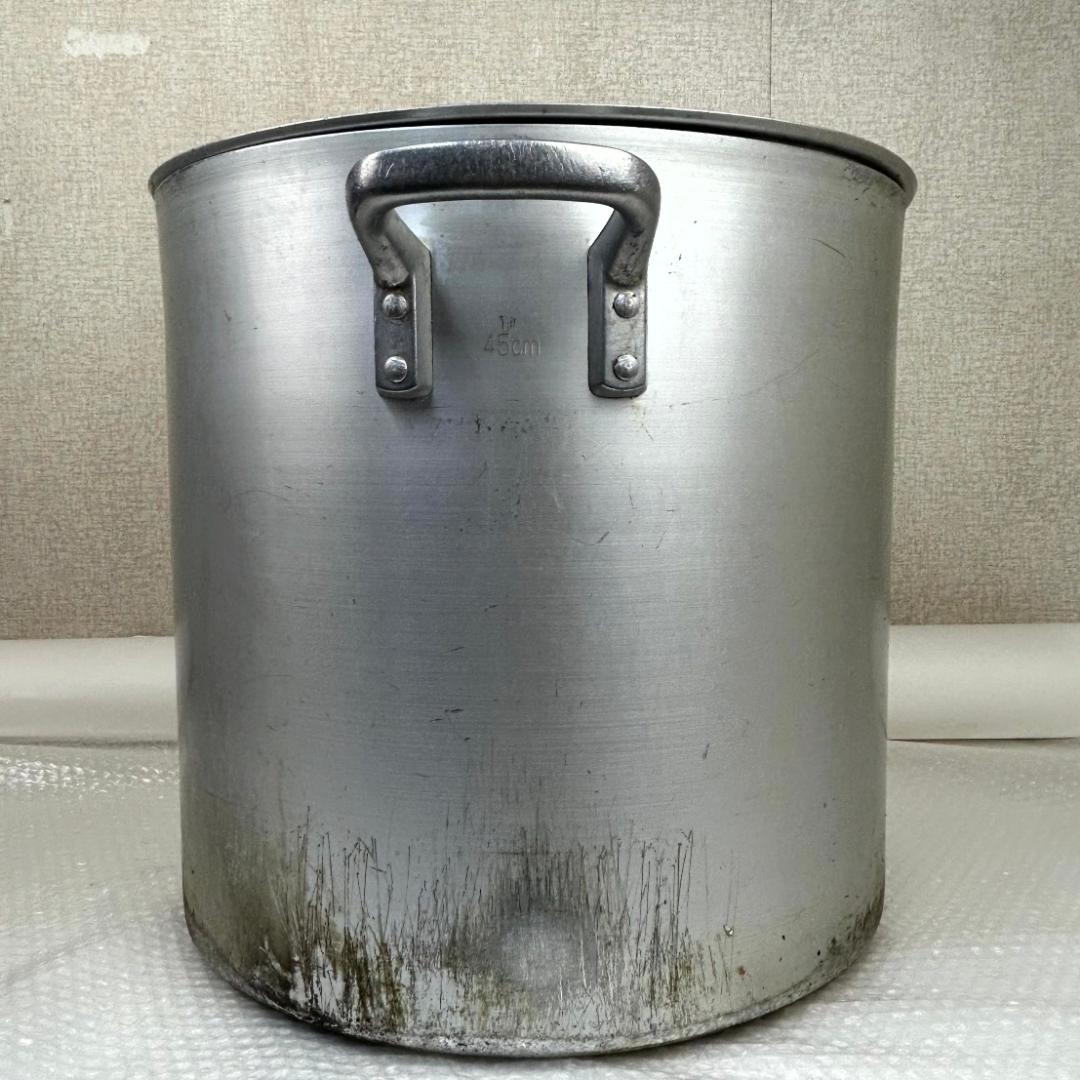 寸胴鍋 業務用 アルミ製 厨房機器 両手鍋 蓋有り直径約45㎝　高さ約43.5㎝