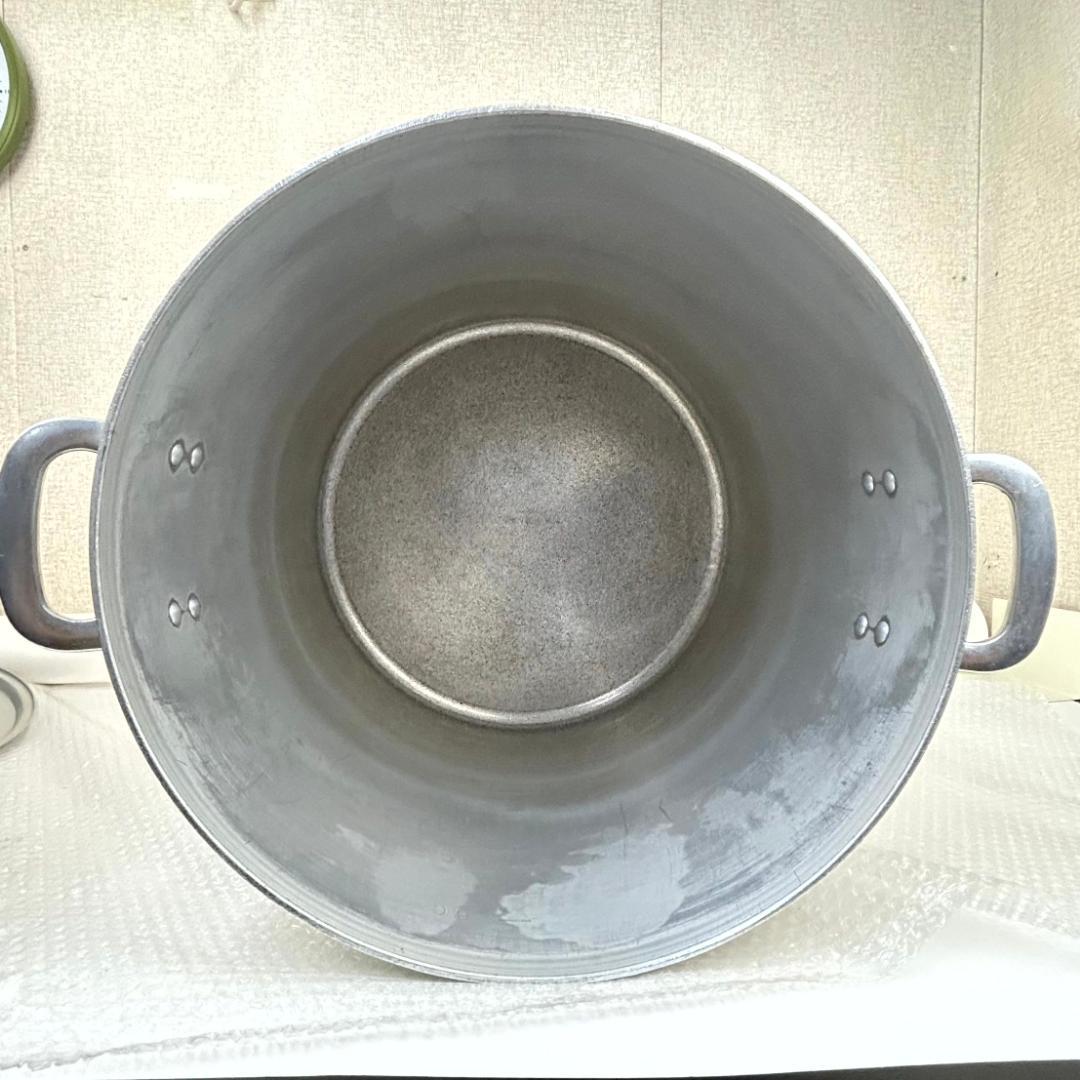 寸胴鍋 業務用 アルミ製 厨房機器 両手鍋 蓋有り直径約45㎝　高さ約43.5㎝