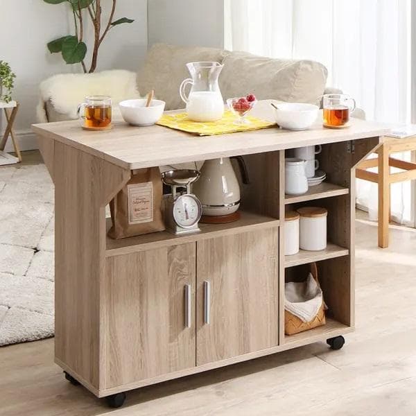 90cm幅 キャスター付き バタフライキッチンカウンター コンパクトにすっきり