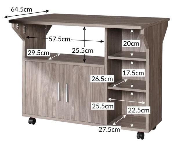 90cm幅 キャスター付き バタフライキッチンカウンター コンパクトにすっきり
