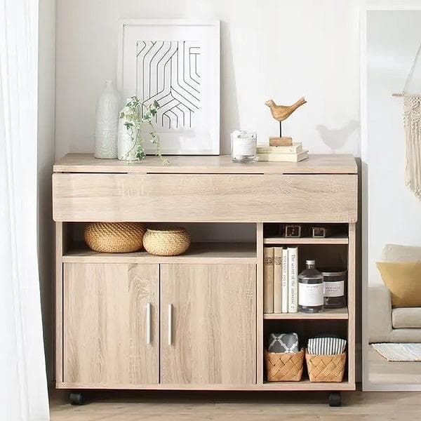 90cm幅 キャスター付き バタフライキッチンカウンター コンパクトにすっきり