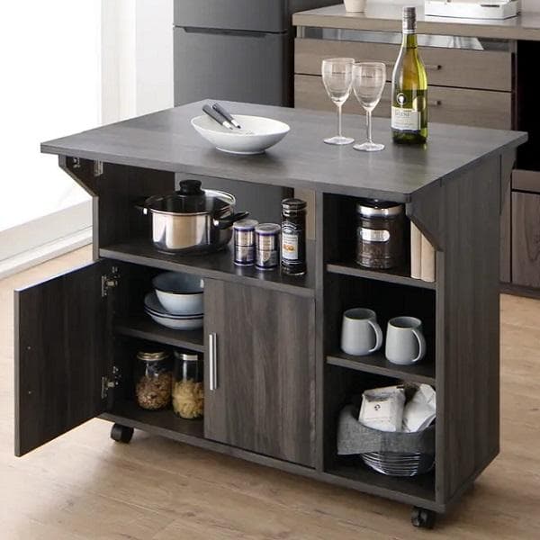 90cm幅 キャスター付き バタフライキッチンカウンター コンパクトにすっきり