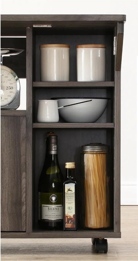 90cm幅 キャスター付き バタフライキッチンカウンター コンパクトにすっきり