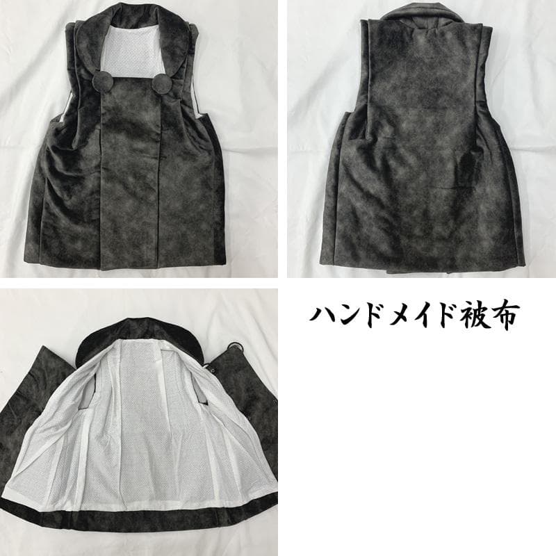 601ab2□七五三 三歳 セミアンティーク 男児 着物&被布 鯉 鷹 緑□美品