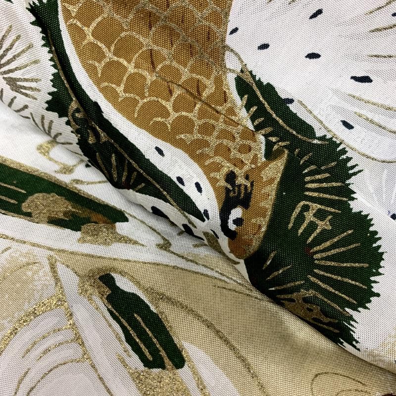 601ab2□七五三 三歳 セミアンティーク 男児 着物&被布 鯉 鷹 緑□美品