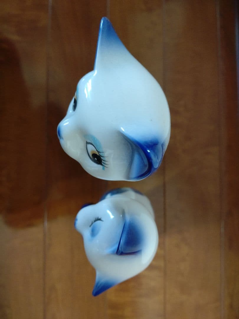 【昭和レトロ】 陶器製 シャム猫 置物 インテリア オブジェ 飾