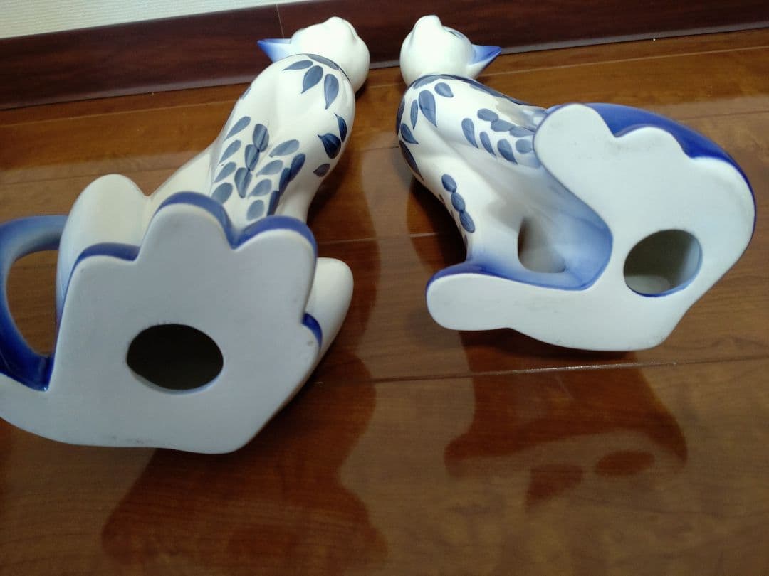 【昭和レトロ】 陶器製 シャム猫 置物 インテリア オブジェ 飾