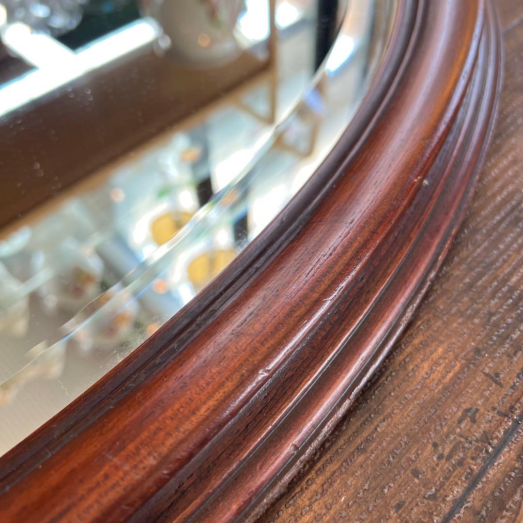 k584r121 イタリア製 クラシカルな木製ウォールミラー 壁掛け鏡 オーバル