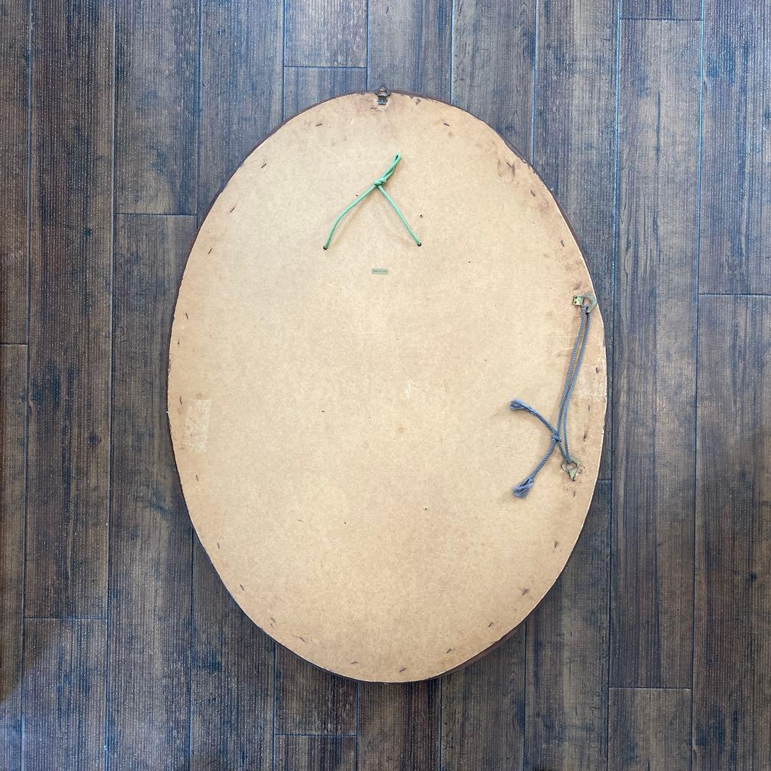 k584r121 イタリア製 クラシカルな木製ウォールミラー 壁掛け鏡 オーバル