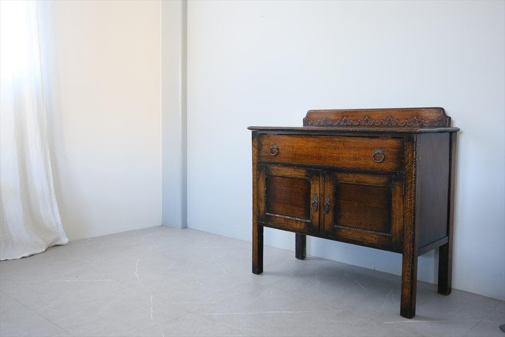 英国アンティーク木製カップボード/キャビネット/キッチン収納/飾り棚92-105