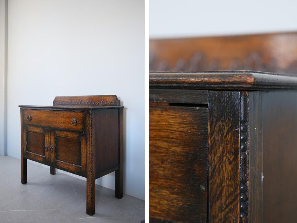 英国アンティーク木製カップボード/キャビネット/キッチン収納/飾り棚92-105