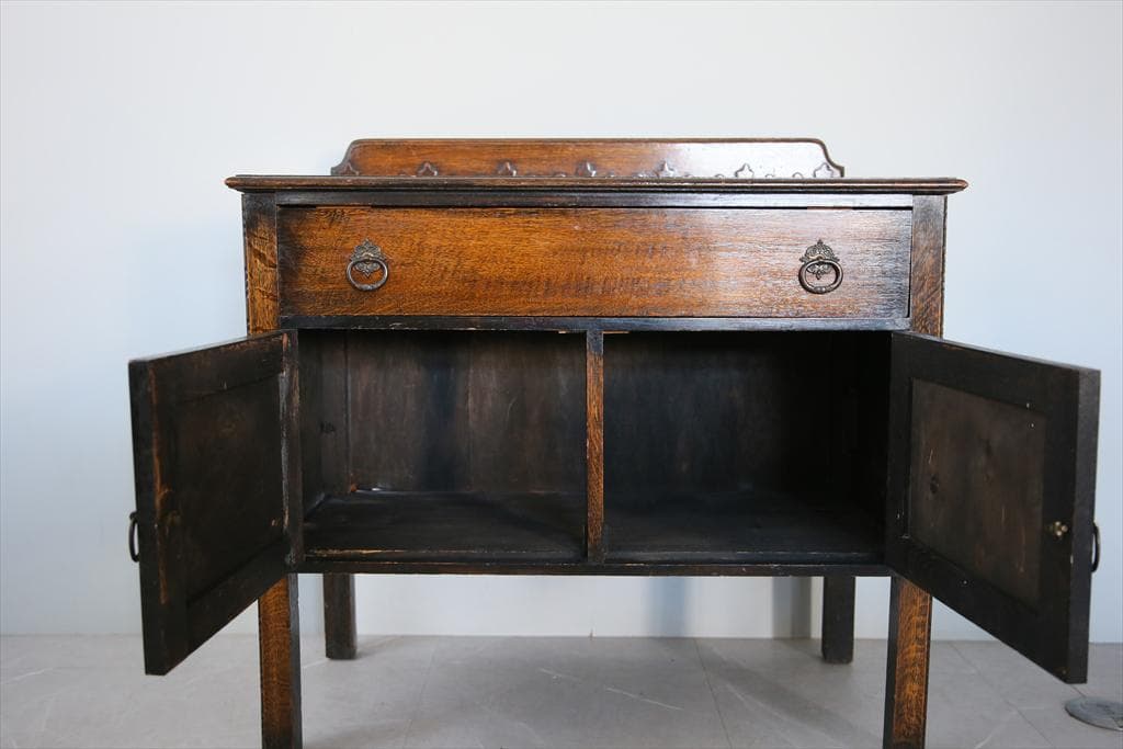 英国アンティーク木製カップボード/キャビネット/キッチン収納/飾り棚92-105