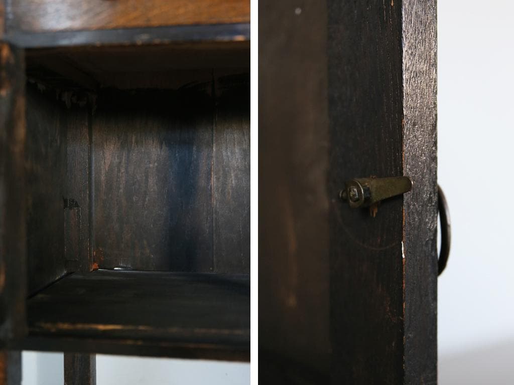 英国アンティーク木製カップボード/キャビネット/キッチン収納/飾り棚92-105