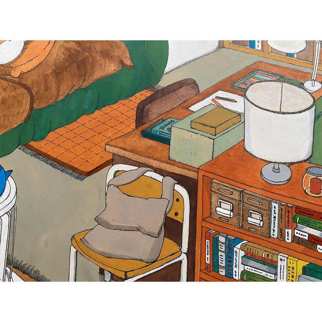 《送料無料》原画「くつろぐ3匹」猫イラスト