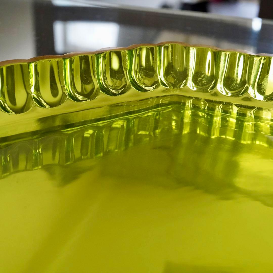 華麗なる オールド サンルイ 金彩 グリーン トレイ★アンティーク クリスタル★