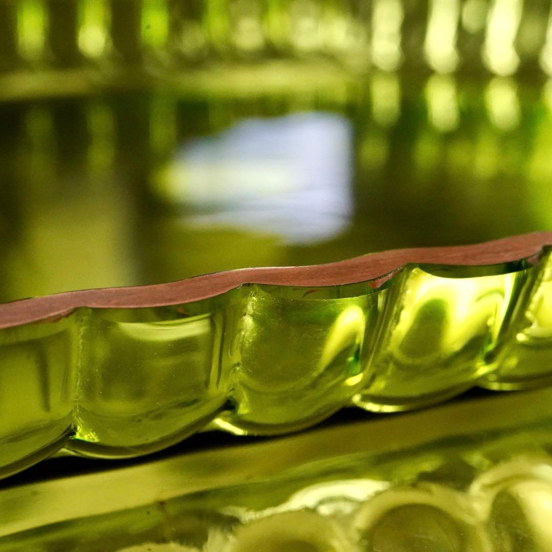 華麗なる オールド サンルイ 金彩 グリーン トレイ★アンティーク クリスタル★