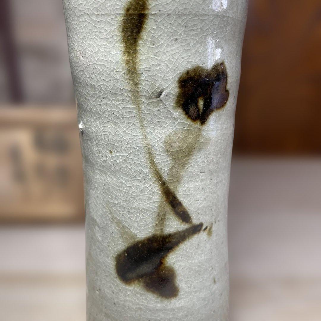 益子焼　浜田庄司　鐡絵花筒　共箱