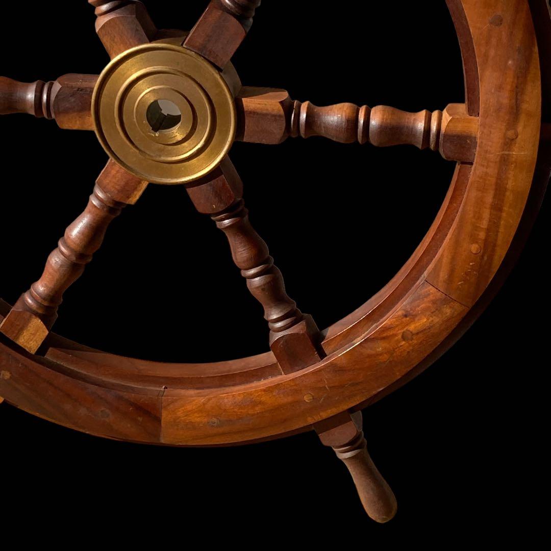 ヴィンテージ★ 船舶 木製ハンドル 舵取り 車輪 舵 操縦 アンティーク