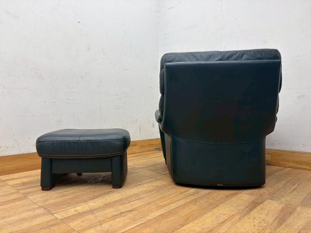 T8068☆カリモク☆karimoku☆本革☆レザー☆1人掛けソファ☆オットマン
