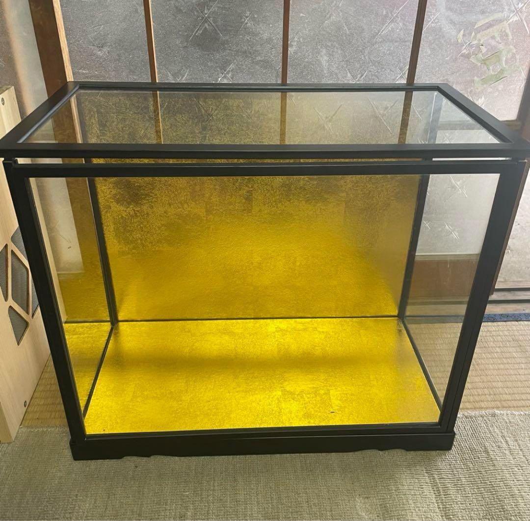 【新品未使用】ガラス製ディスプレイケース クリア　日本人形　金色