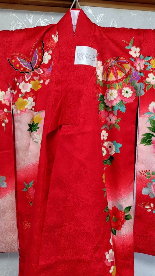 RK403アンティーク子供着物着丈98センチ裄丈46センチ3歳前後長襦袢付き綺麗