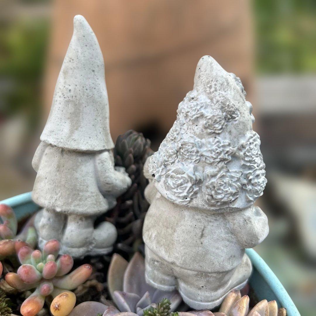 セメントオブジェ 森の小人ノーム 2個セット ガーデン雑貨