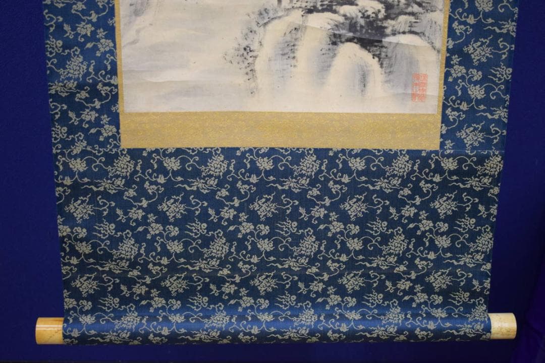 複製/頼山陽/山水画賛/絹表装/工芸/桐箱二重箱付/布袋屋掛軸HH-742