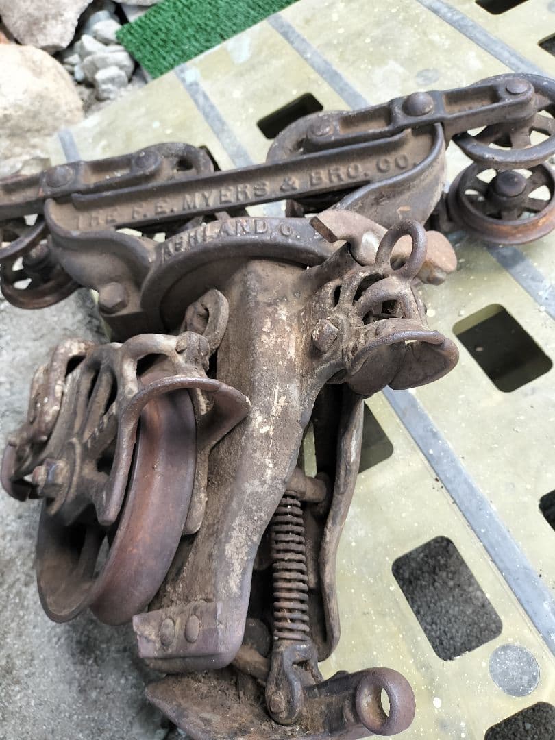 アンティークトロリー　滑車　アメリカンジャンク　店舗計器　インダストリアル