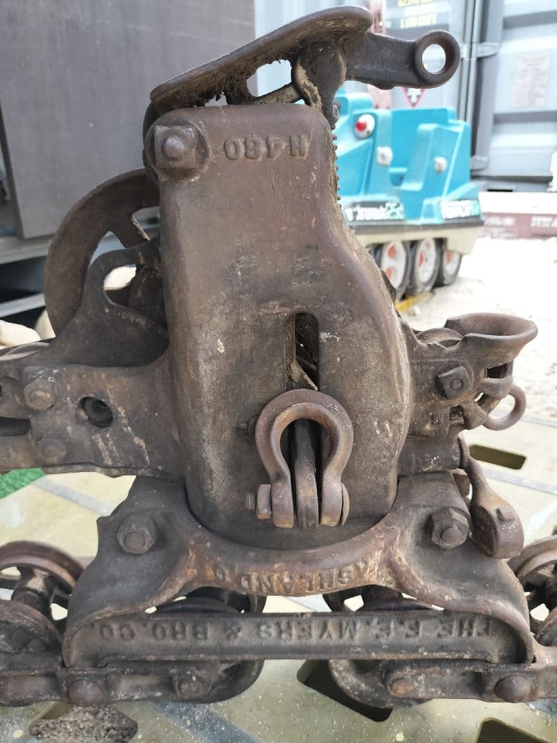 アンティークトロリー　滑車　アメリカンジャンク　店舗計器　インダストリアル