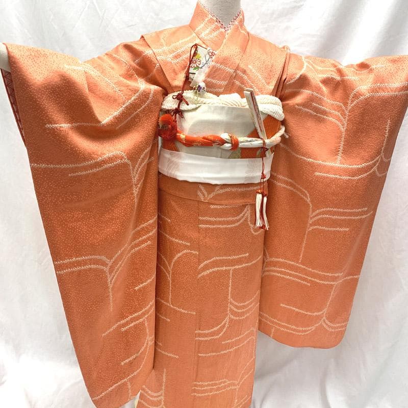 510ag9■七五三 七歳 女児 絞り染 着物&袋帯&長襦袢 シンプル■良好