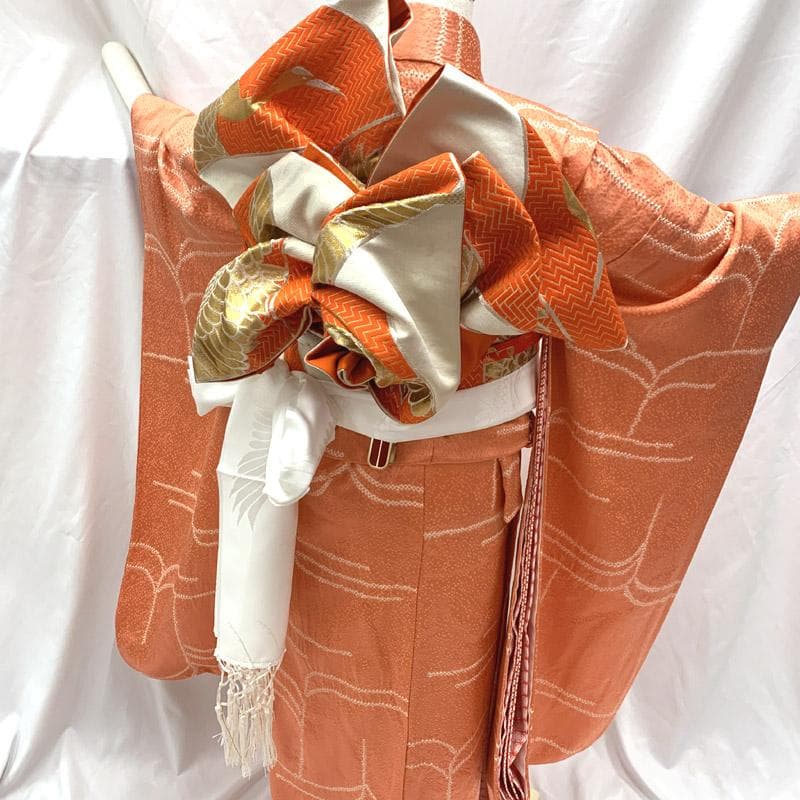 510ag9■七五三 七歳 女児 絞り染 着物&袋帯&長襦袢 シンプル■良好