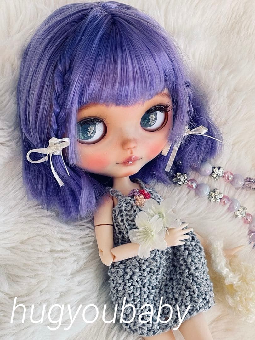 期間限定出品 アイシードールカスタム 紫ヘアの紫乃ちゃん♡首位置修正