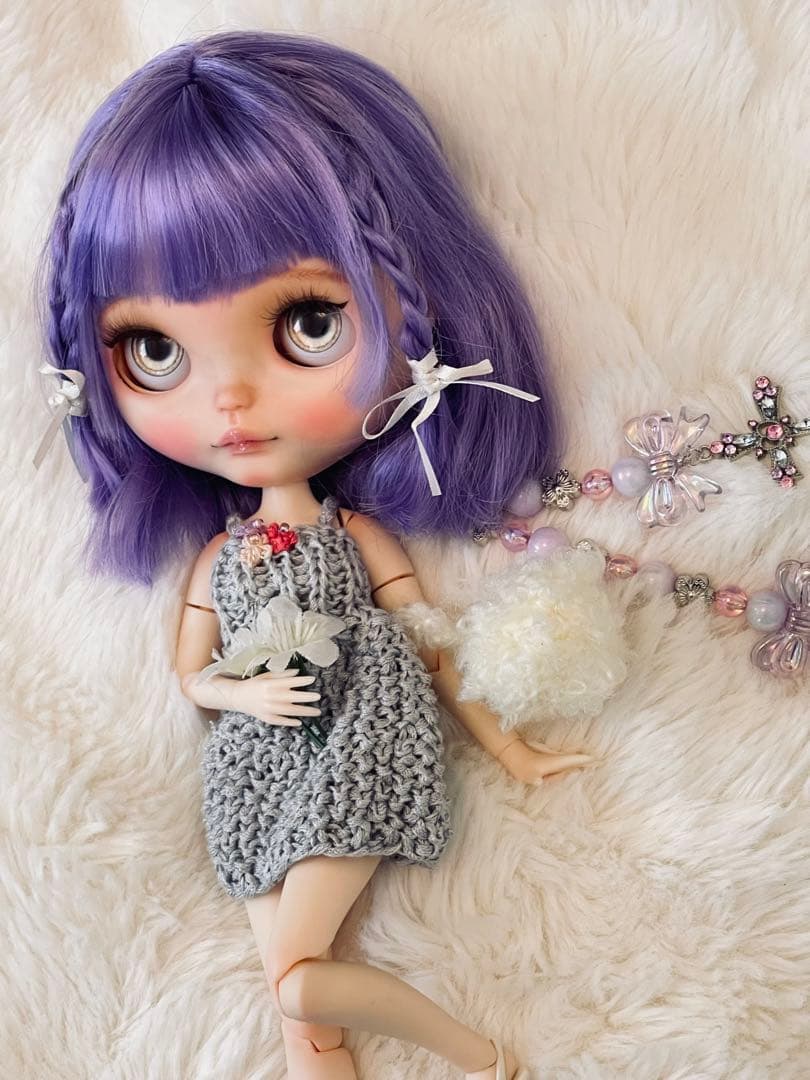 期間限定出品 アイシードールカスタム 紫ヘアの紫乃ちゃん♡首位置修正
