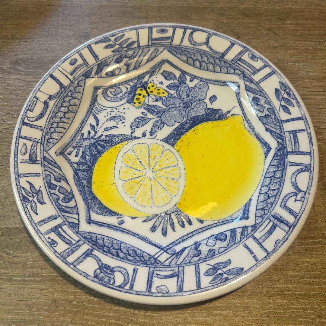 Gien オアゾブルー フルーツ柄 22cm 6枚