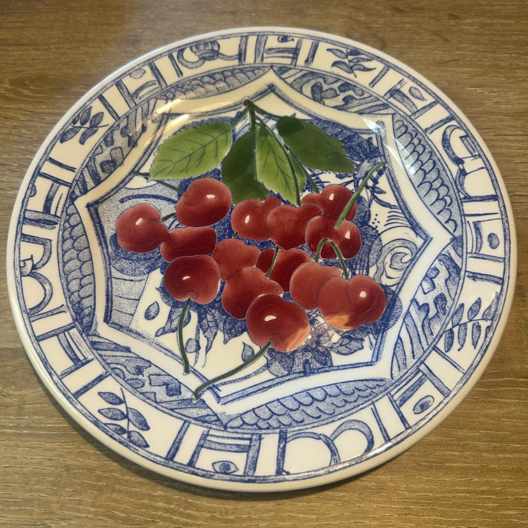 Gien オアゾブルー フルーツ柄 22cm 6枚