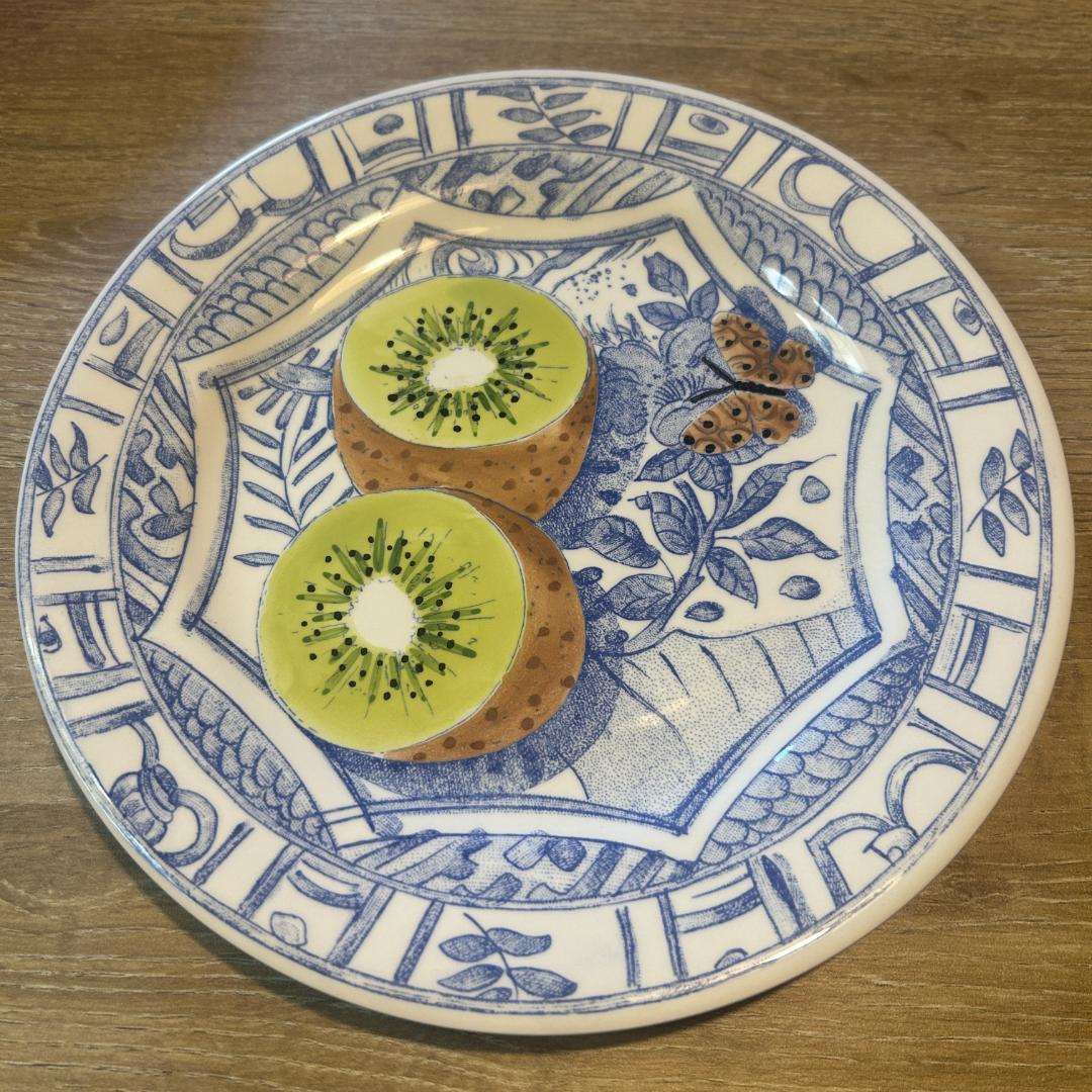 Gien オアゾブルー フルーツ柄 22cm 6枚