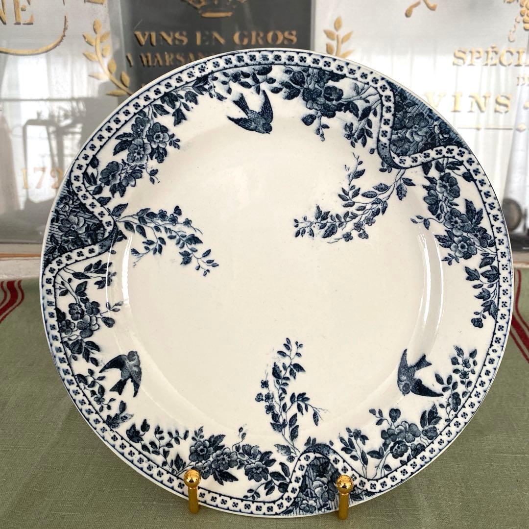 フランス アンティークBordeaux プレート小鳥 ツバメ lunéville - メルカリ