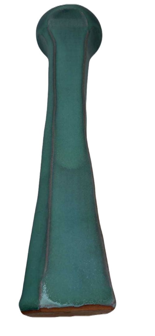 清水悠三 秀逸作 緑釉面取花瓶共箱（師）楠部彌 弌