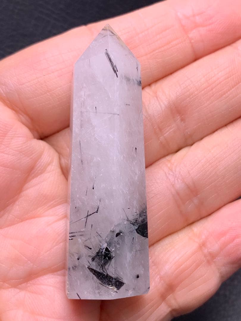 061549 天然石ブラックルチルインクォーツ六角柱