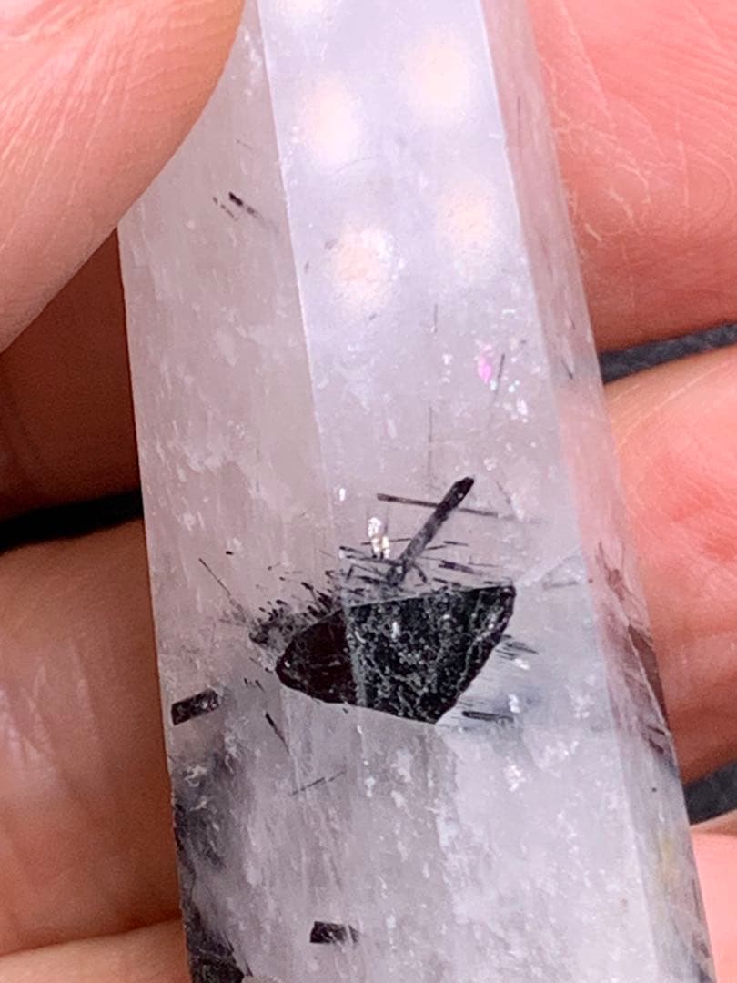 061549 天然石ブラックルチルインクォーツ六角柱