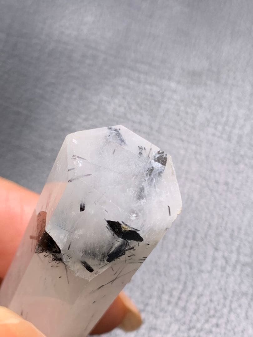 061549 天然石ブラックルチルインクォーツ六角柱