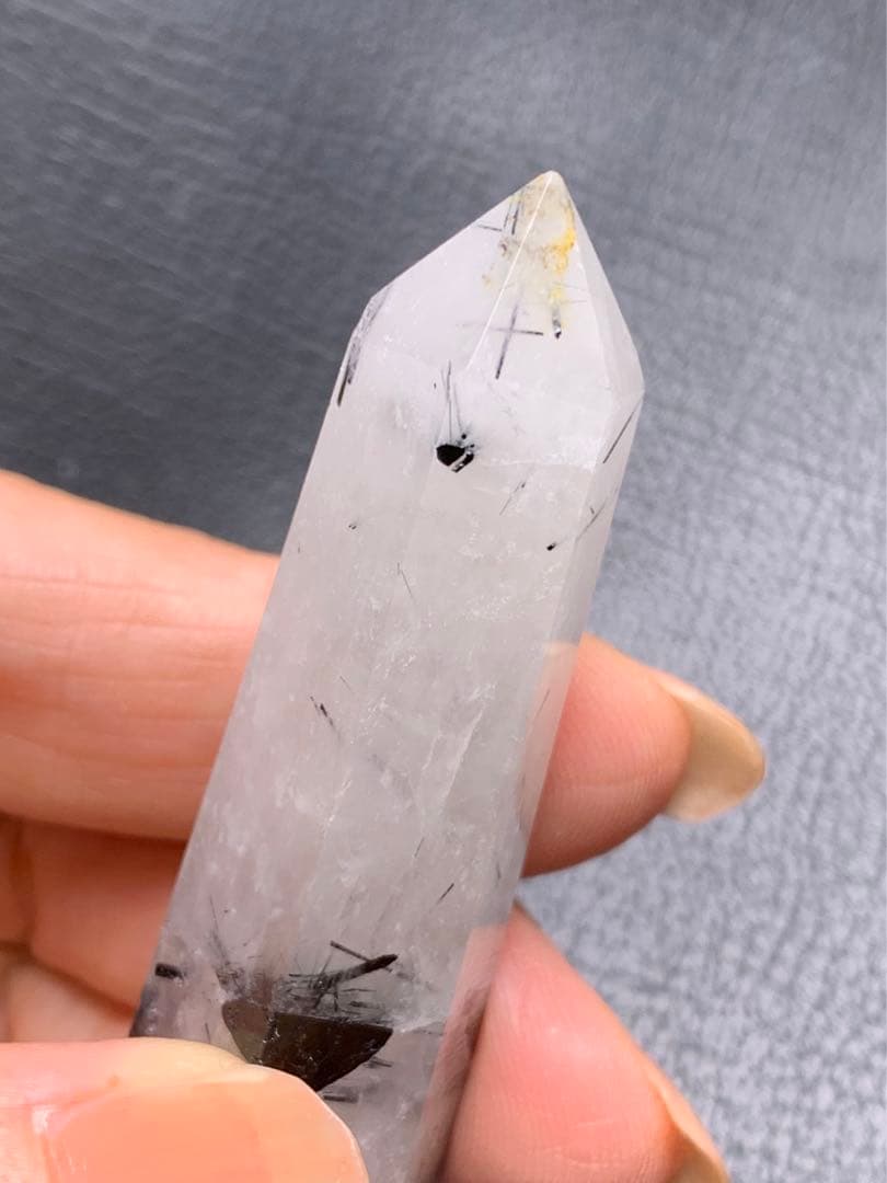 061549 天然石ブラックルチルインクォーツ六角柱