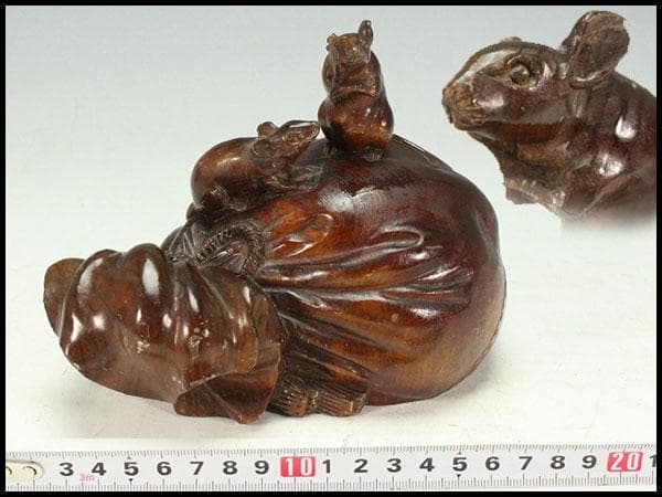 木彫 彫刻 布袋鼠 置物(K-LC854)