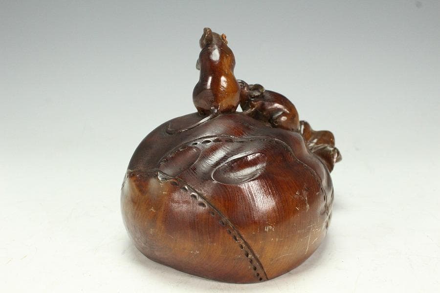 木彫 彫刻 布袋鼠 置物(K-LC854)